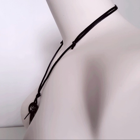 BRONZE & LEATHER Retro Vintage Necklace - Picture 6 of 7